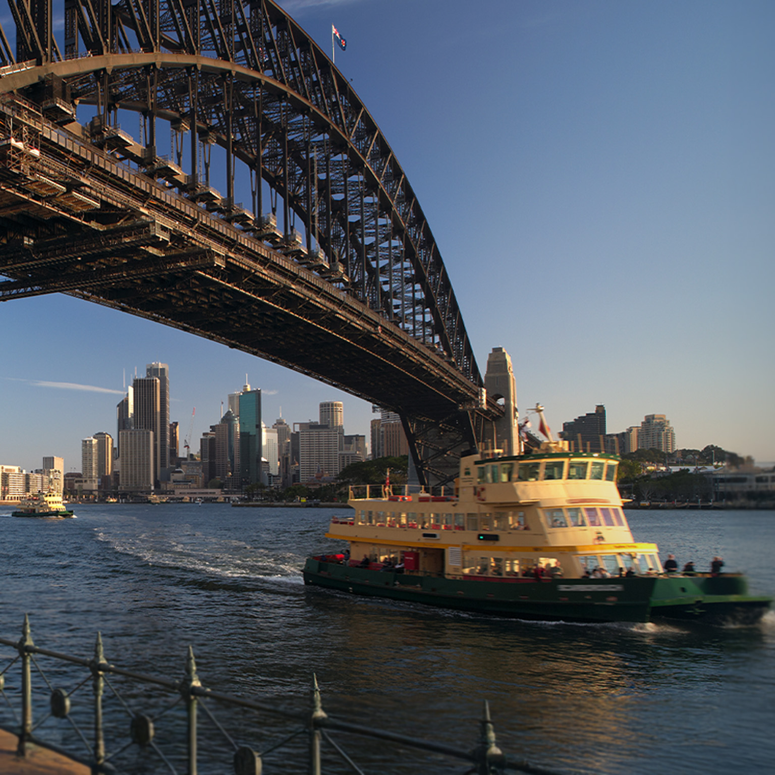 Sydney Harbour Bridge with Ferry and skyline
