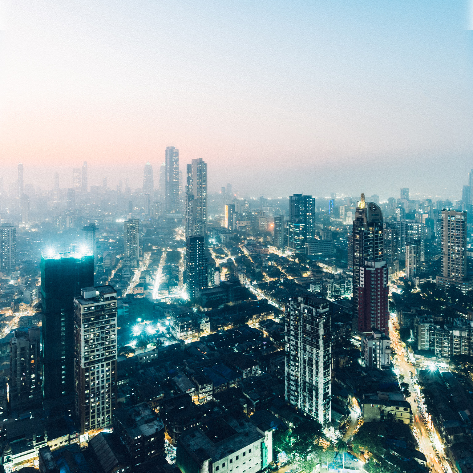 Dusk on the streets of Mumbai - stock photo