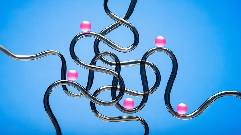 Balls on curvy tubes - Abstract - stock photo