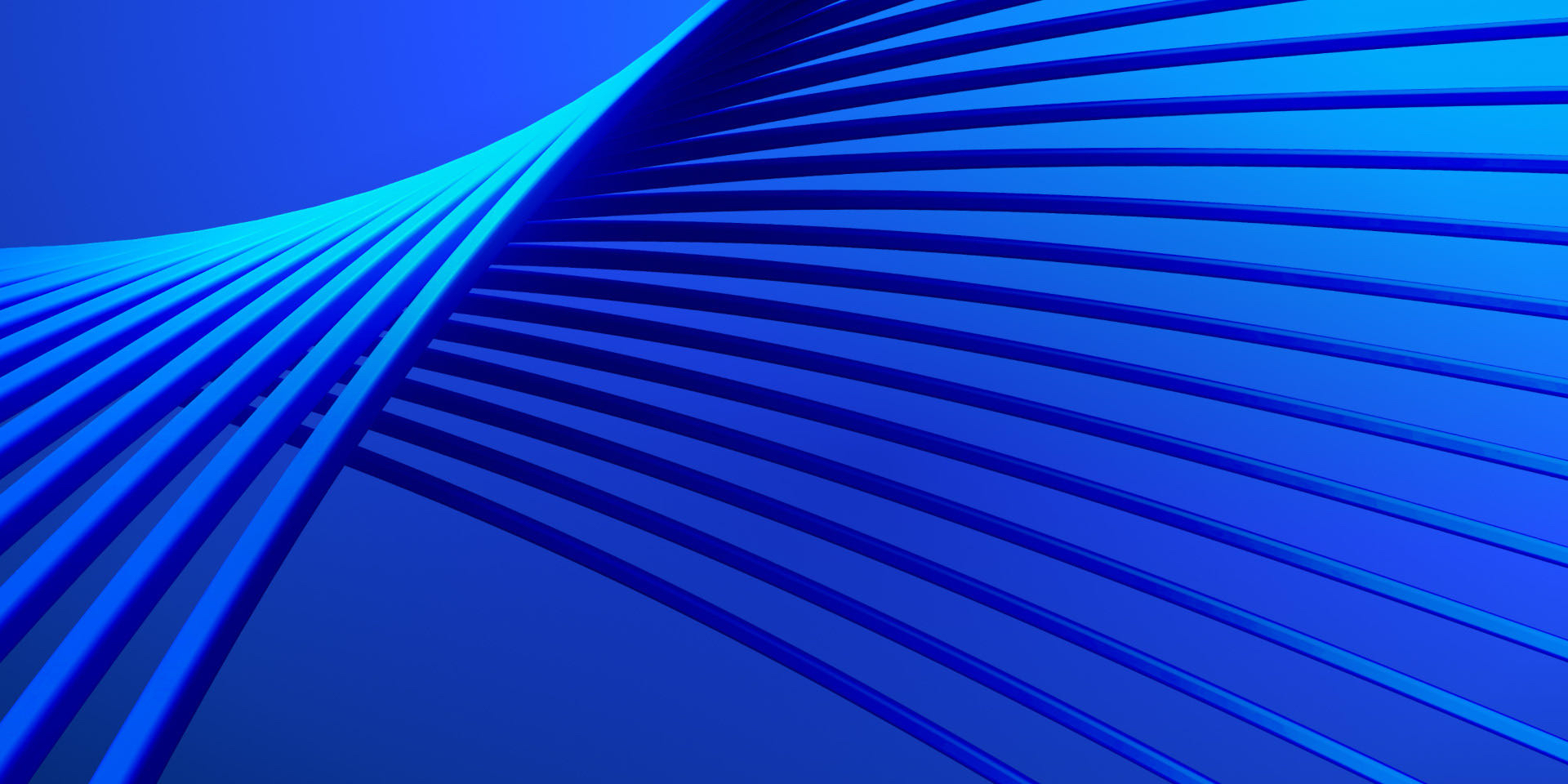This appears to be a 3D rendered abstract background featuring blue, wave-like stripes. The image resembles a wireframe structure.