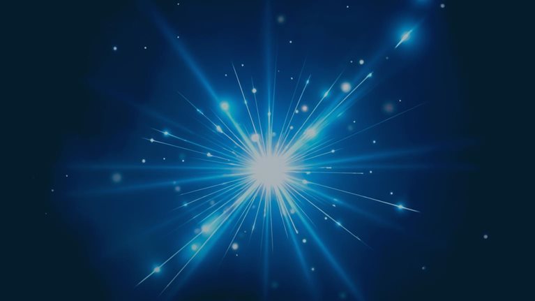 Abstract blue light with star bursting.
