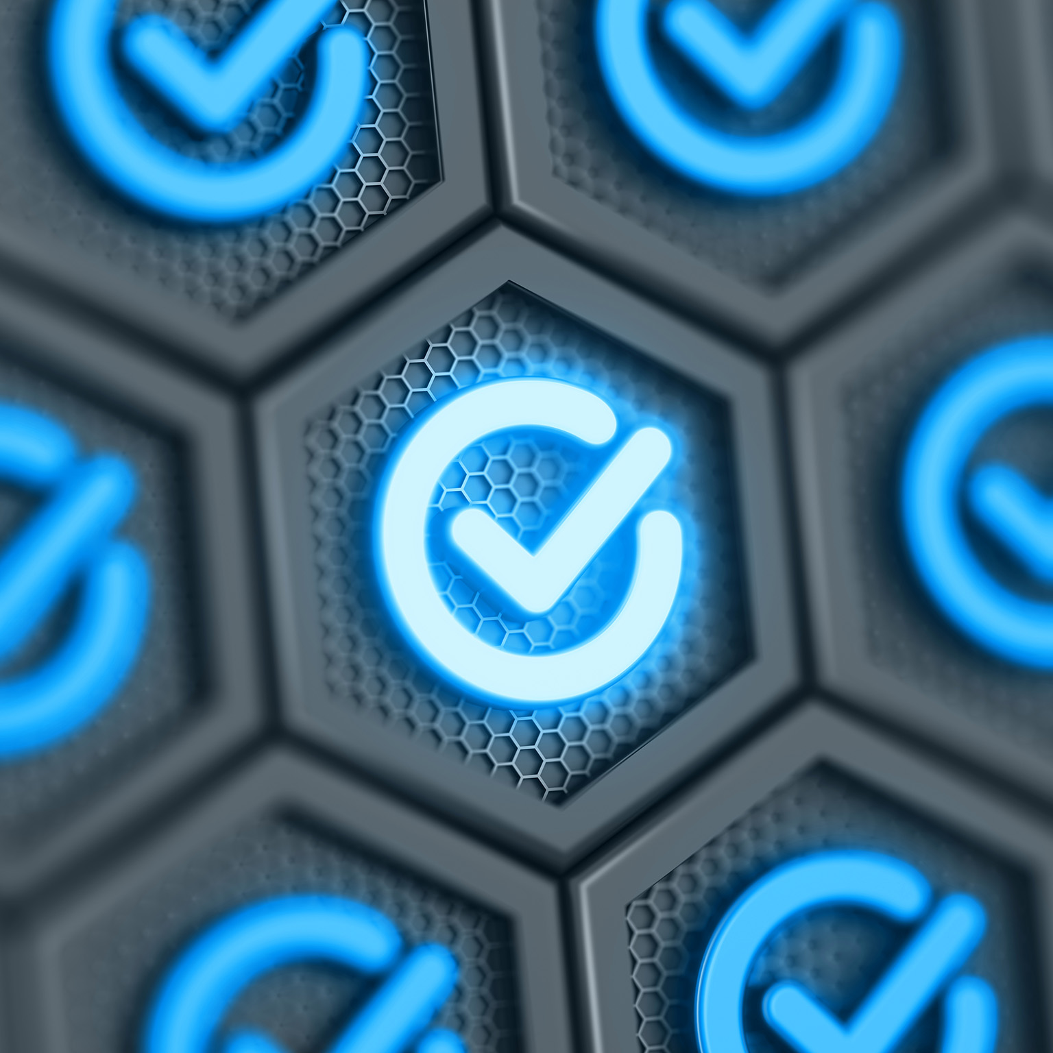 Digital check marks with highlighted icon