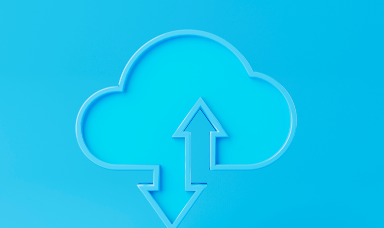 Cloud economics with up and down arrows