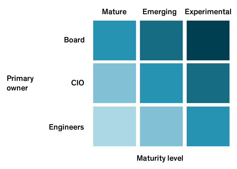 Primary owner versus Maturity level matrix