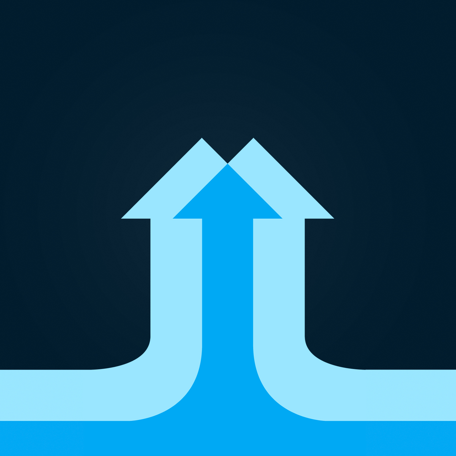 Several arrows converging, pointing upwards. - stock illustration