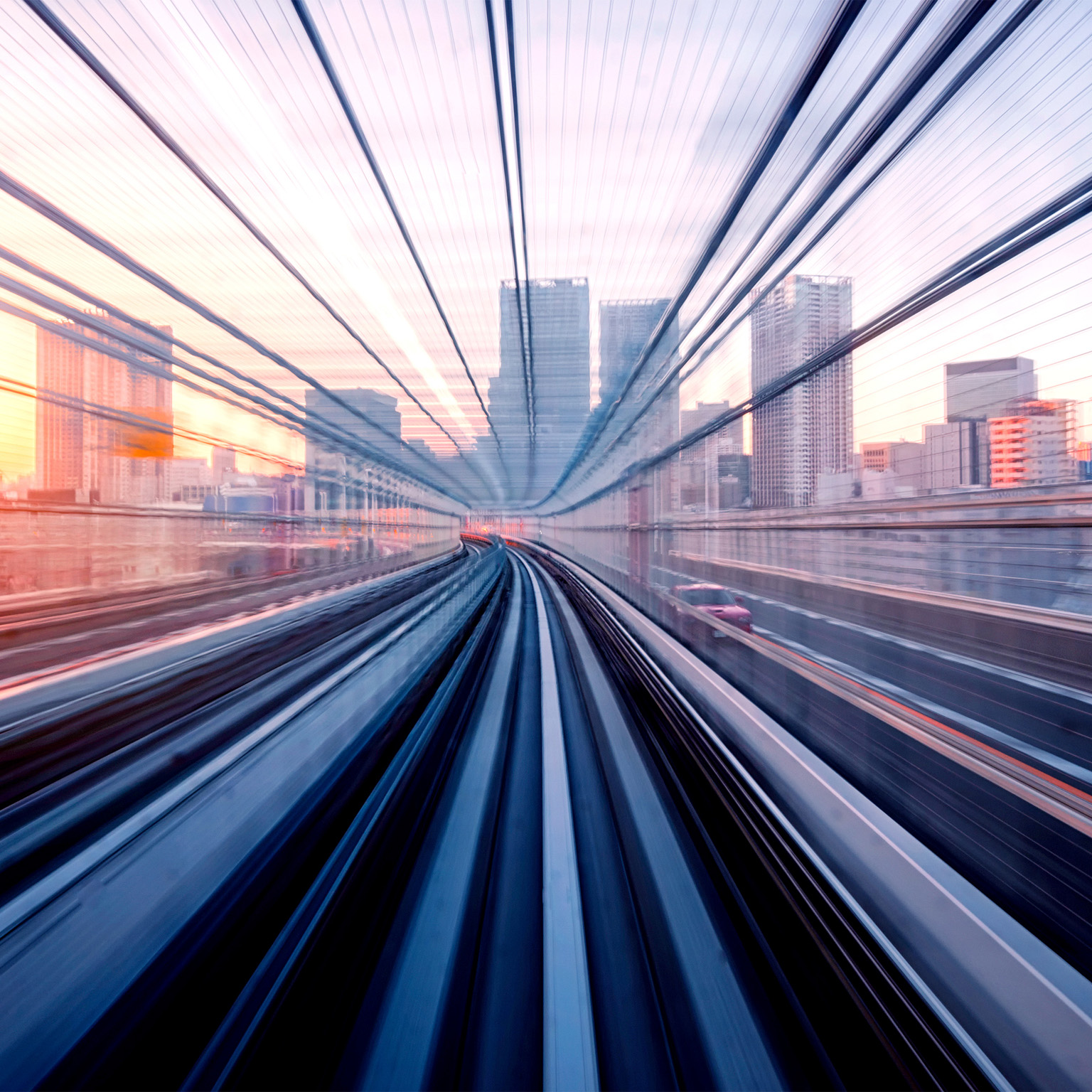 Long exposure from train in Tokyo, Japan