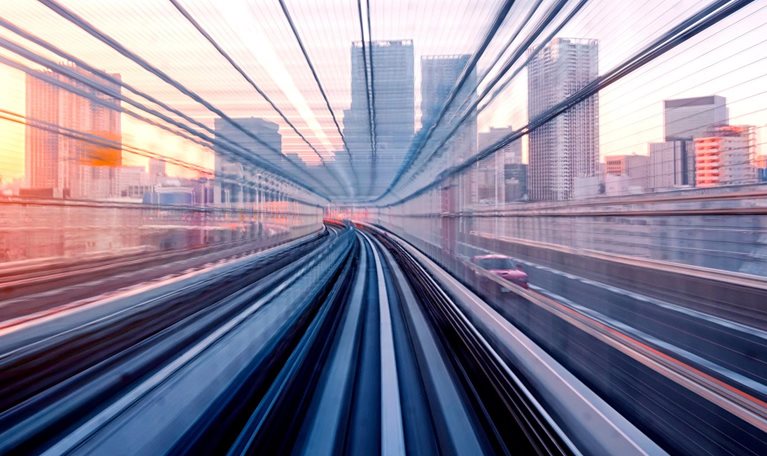 Long exposure from train in Tokyo, Japan