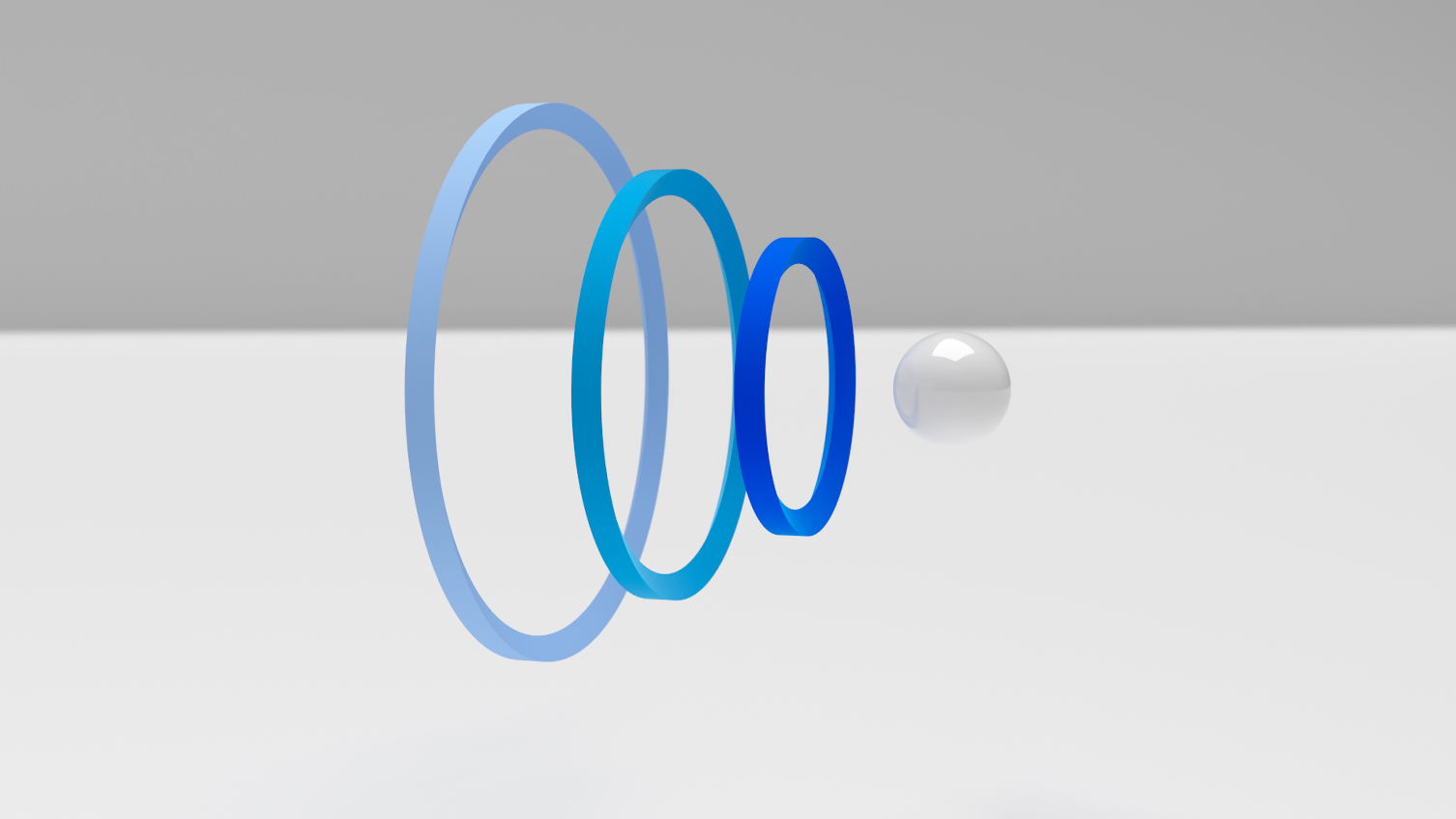 digital rendering of a sphere going through layers of Intertwined rings