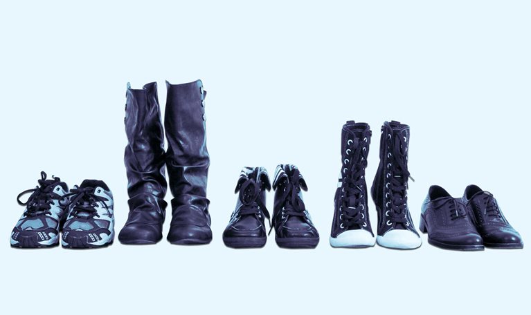 Row of shoes and boots