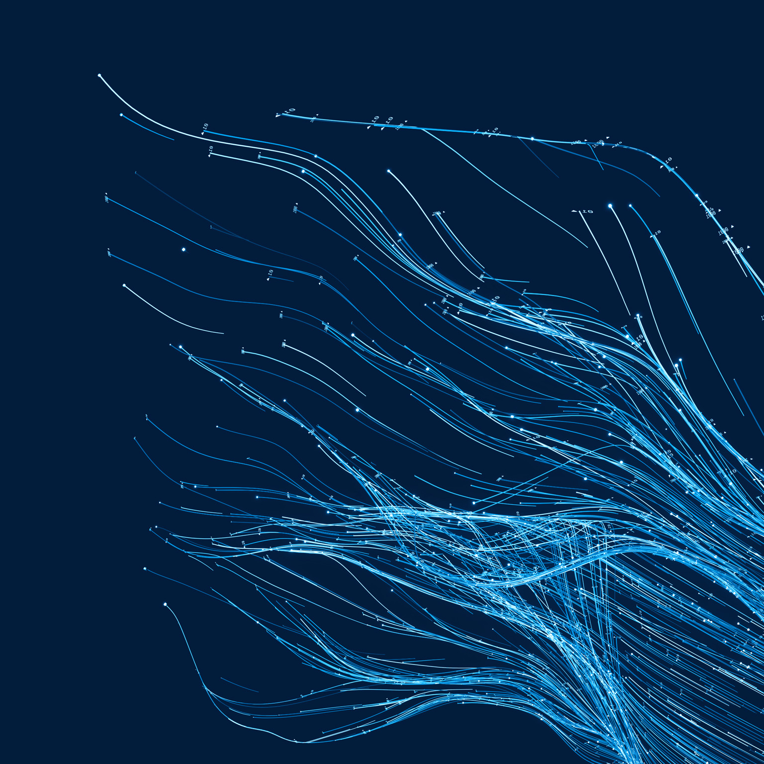 Abstract data lines flowing on dark background