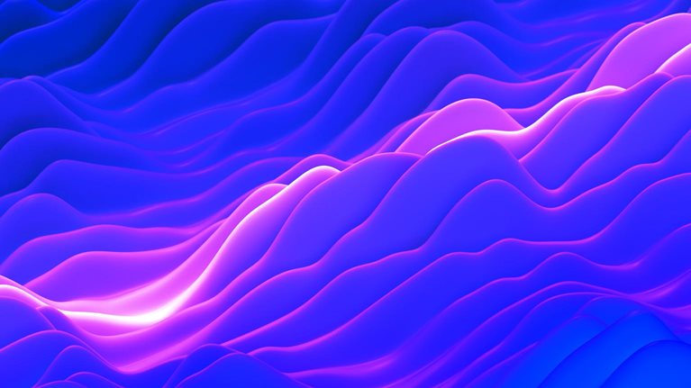 Image of purple abstract curve chart with the central line being brightly lit.