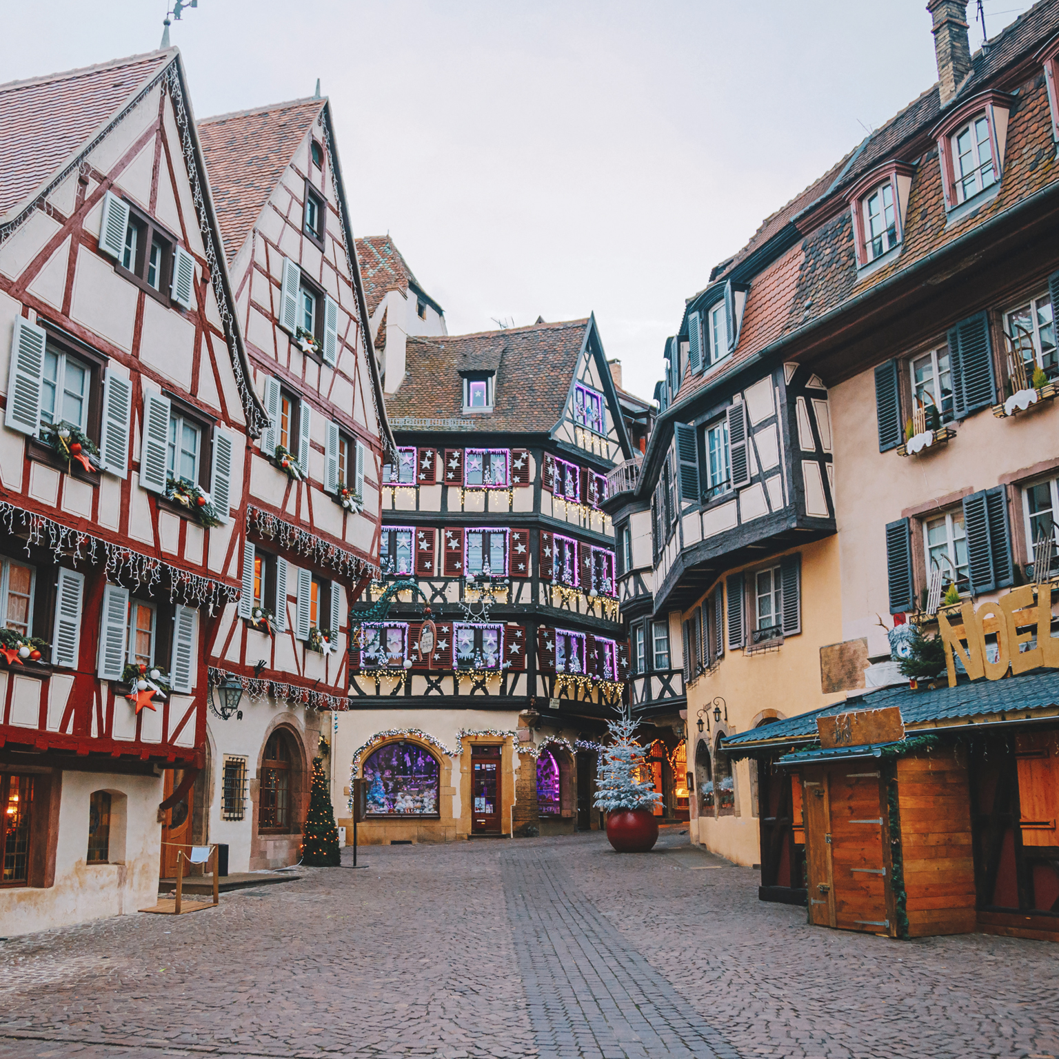 Buildings during Christmas in France