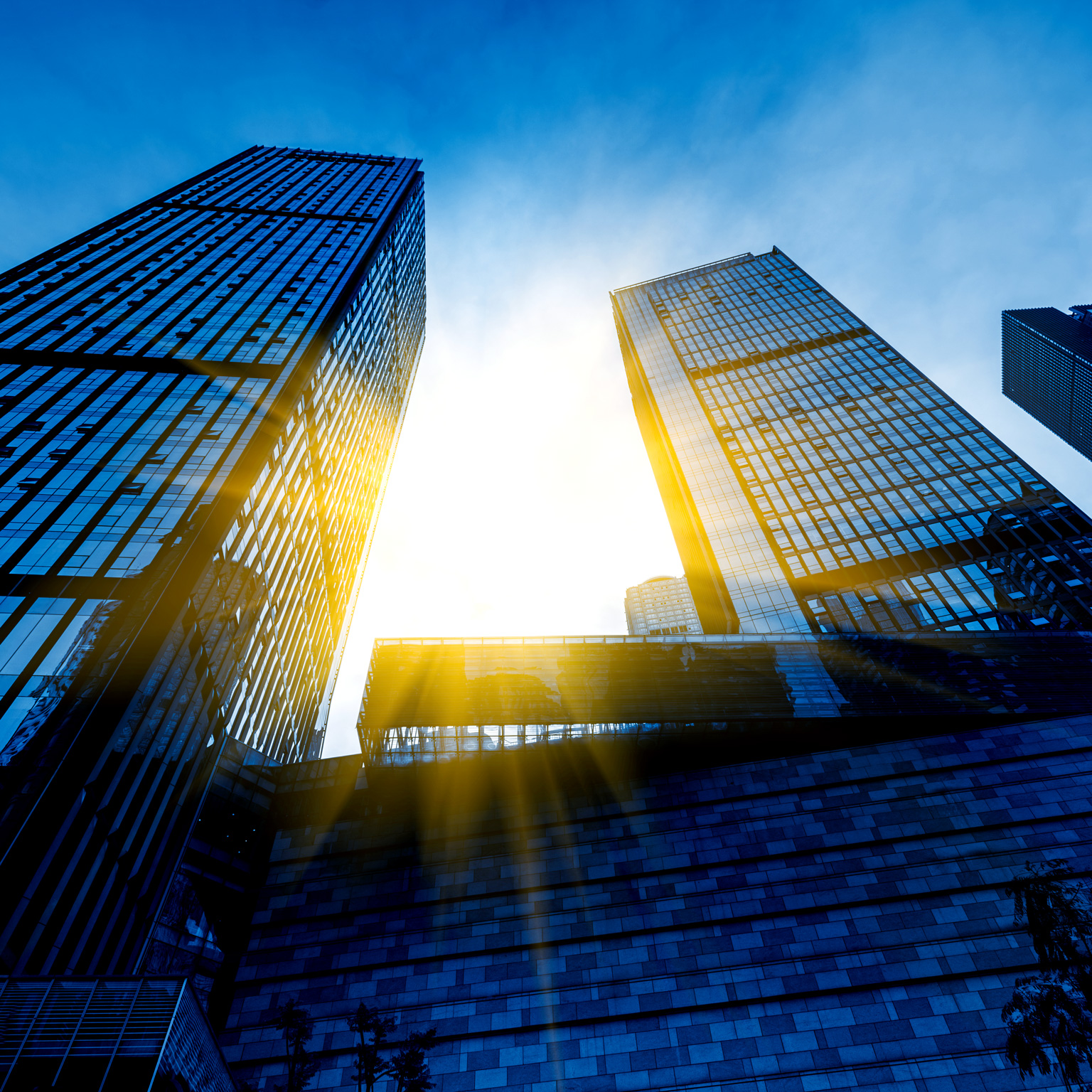 Low angle view of business office buildings