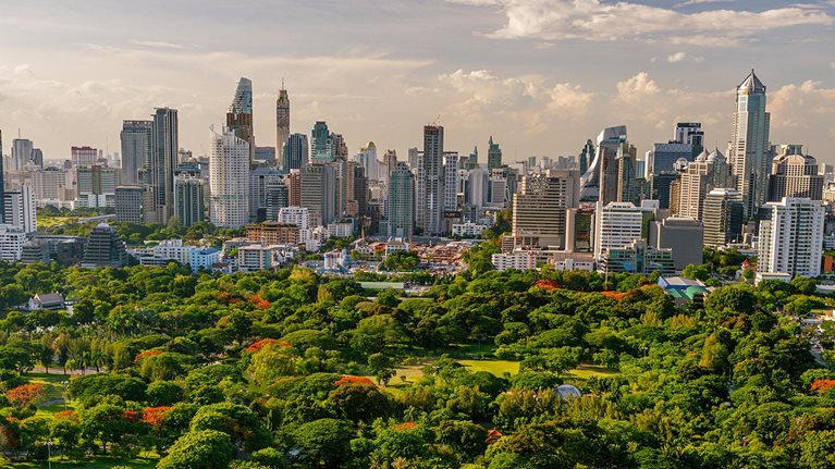 Bangkok Financial Downtown. Aerial View