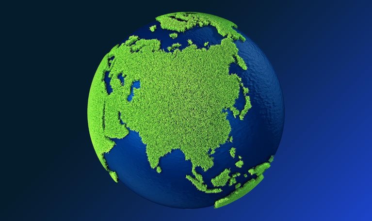 Stylized view of India from space