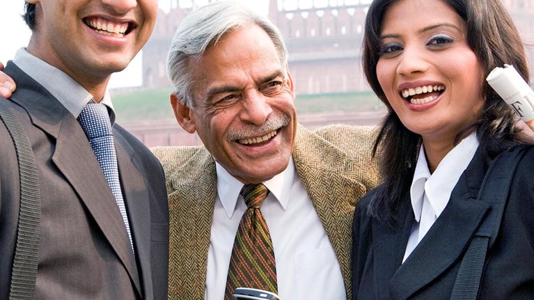 Businesspeople smiling