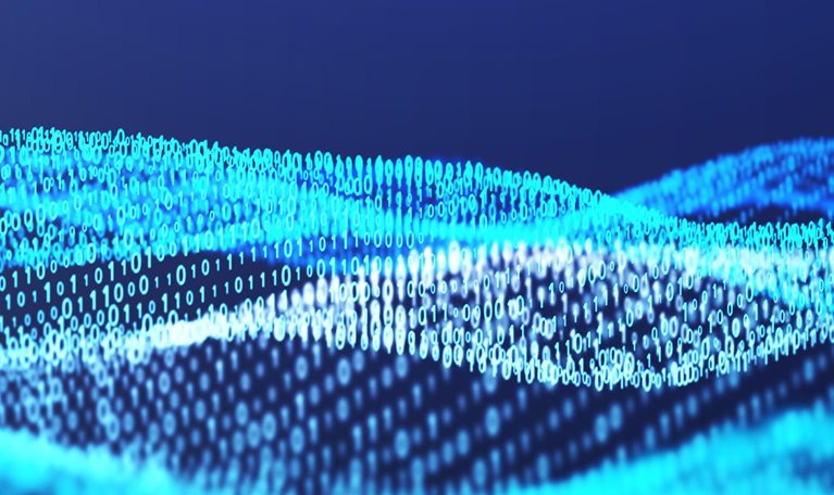 3D illustration Rendering of binary code wave pattern Abstract background.Futuristic Particles for business,Science and technology background - stock photo