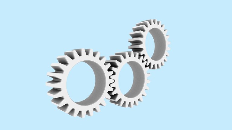 Three gear wheels in contact