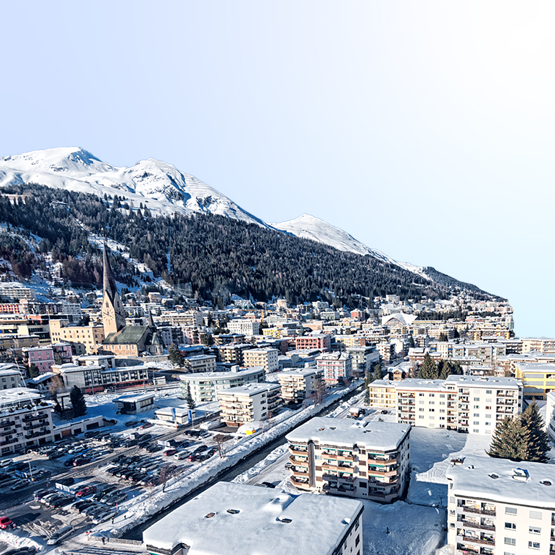 Snow covered Davos skyline