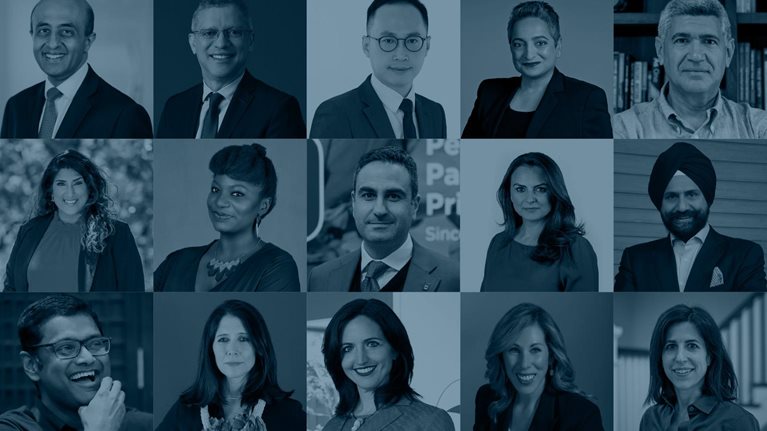 collage of young global leaders attending Davos 2024