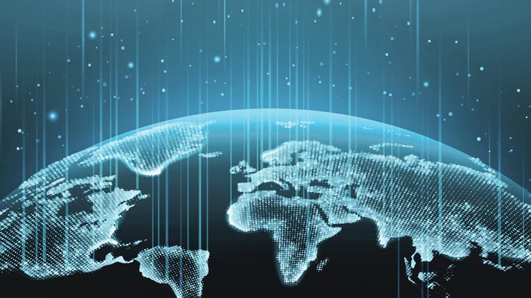 Map of the planet representing a global social network