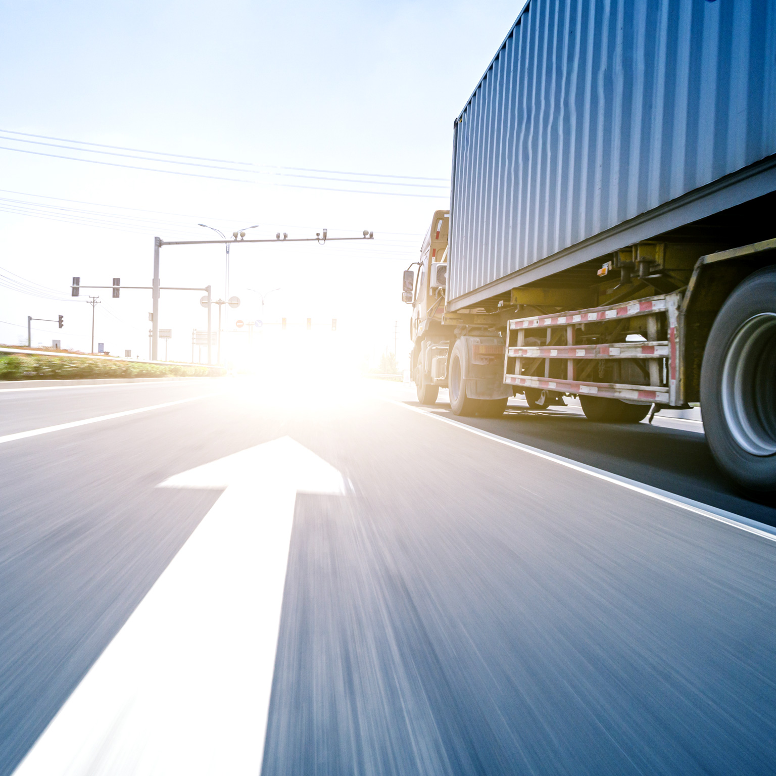 Truck running on road