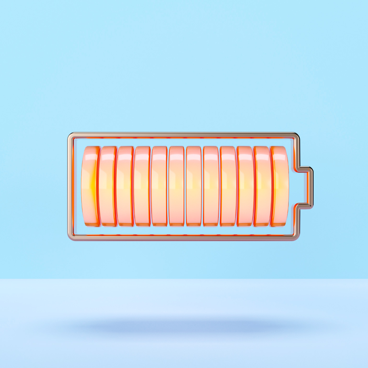 Digital-generated image of orange-glowing battery