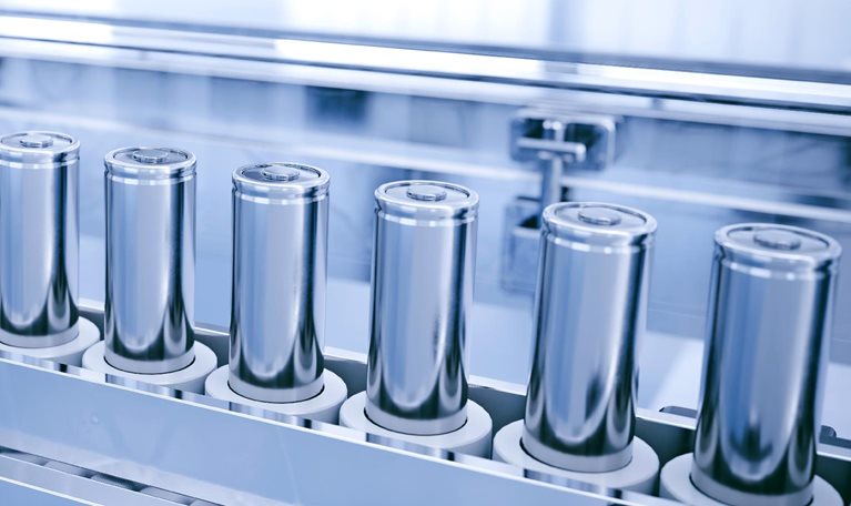 Production line for lithium battery cells for the automotive or e-bike industry.