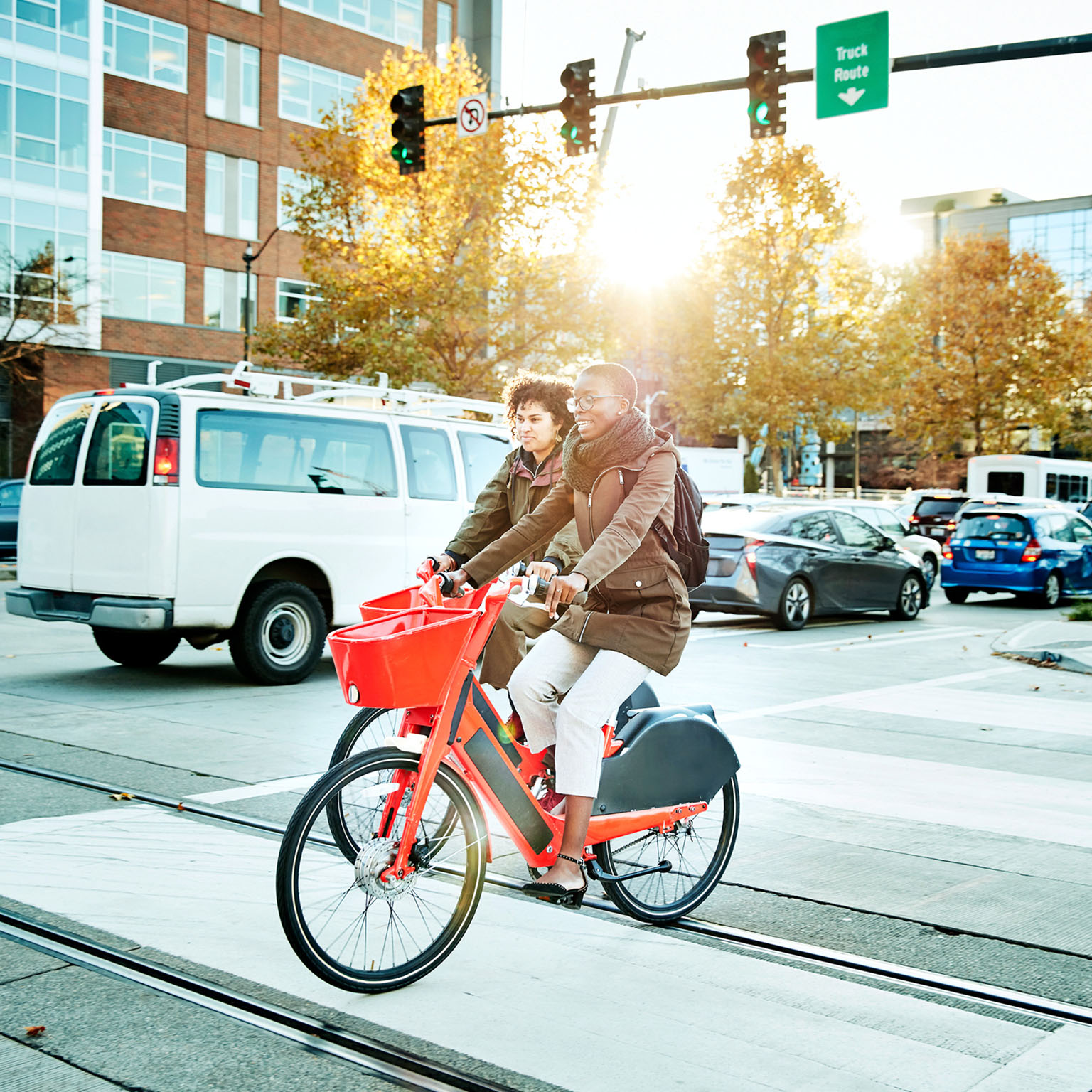 Commuters on bicycles