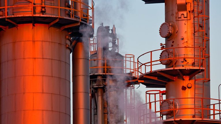 Chemical plant at dawn in Kawasaki, Japan