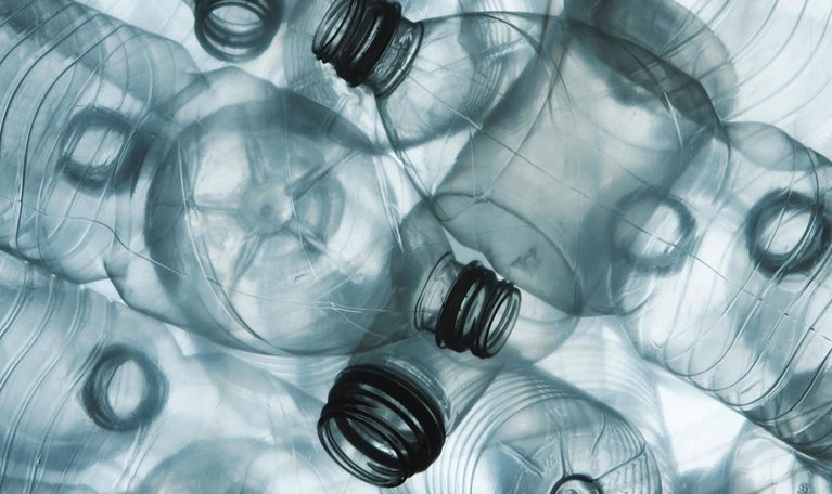 Empty plastic bottles for recycling