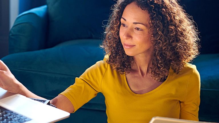 Young woman studying at home
