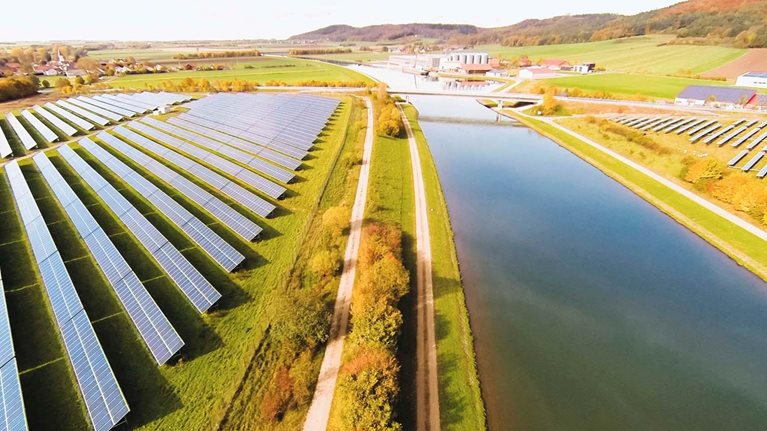 Aerial view of solar power station