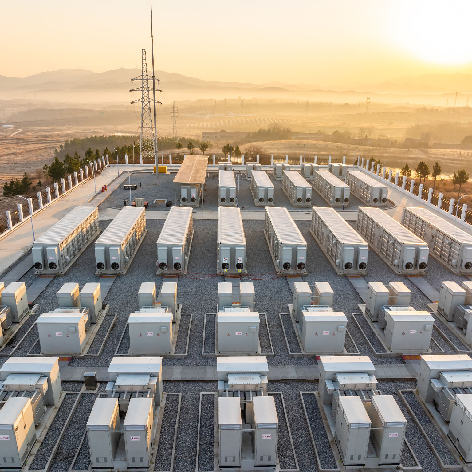 Energy storage power station in the morning
