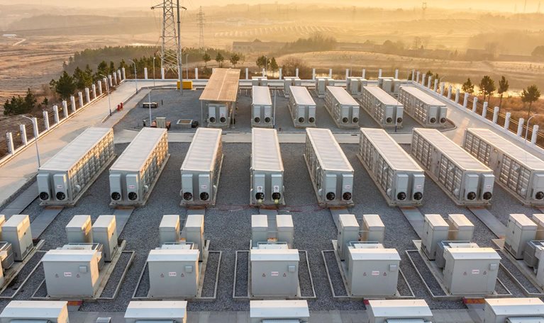 Energy storage power station in the morning