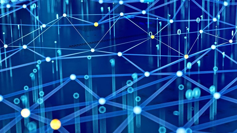 Abstract digital network with glowing nodes and connections