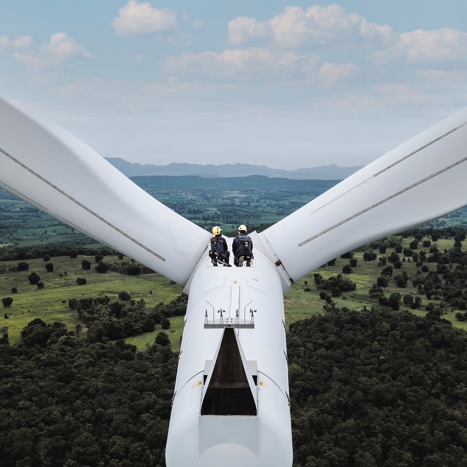 two electric engineer wearing personal protective