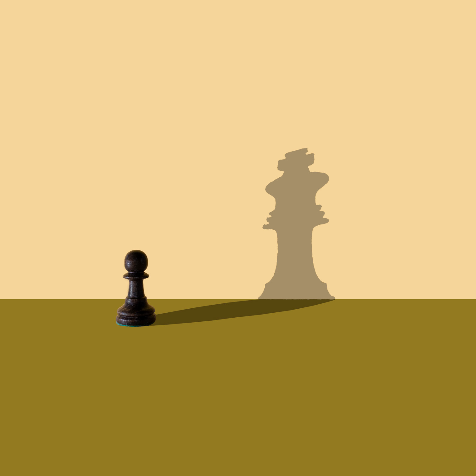 Unexpected shadows in the chess game - stock photo