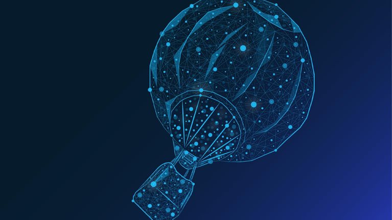 Abstract image of a hot air balloon in the form of a constellation