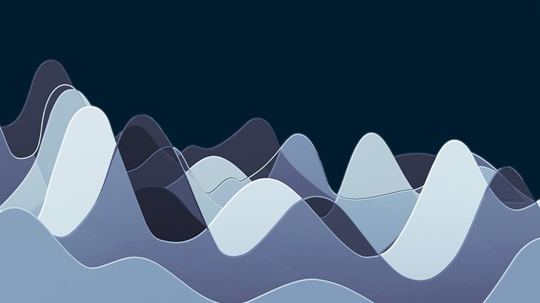 Digital generated image of abstract multi colored curve chart on green background. - stock photo