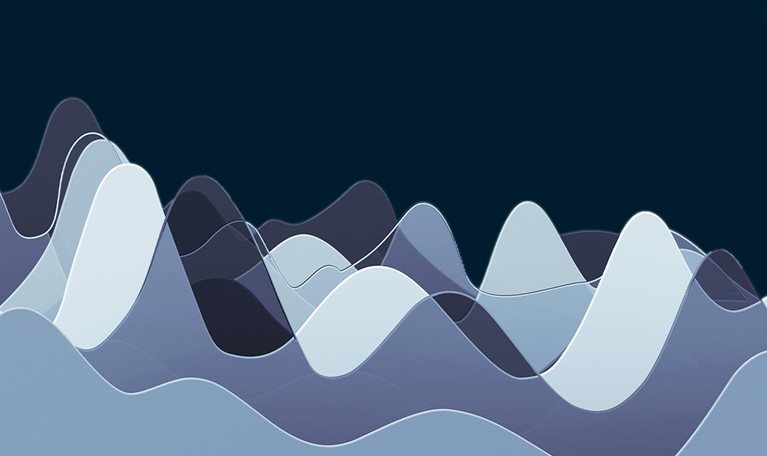 Digital generated image of abstract multi colored curve chart on green background. - stock photo