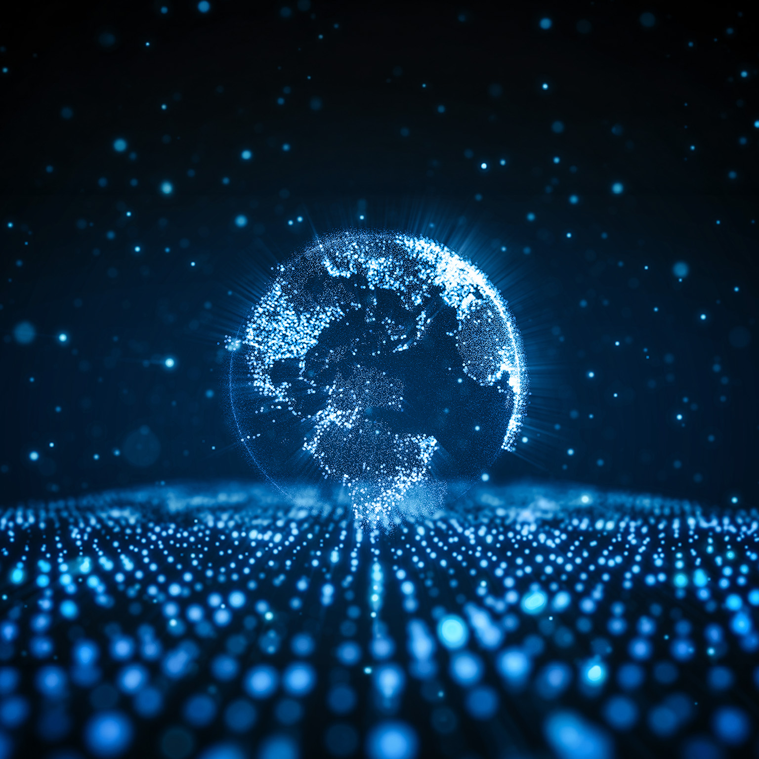 Planet Earth in Digital Space. Abstract Technology Concept.