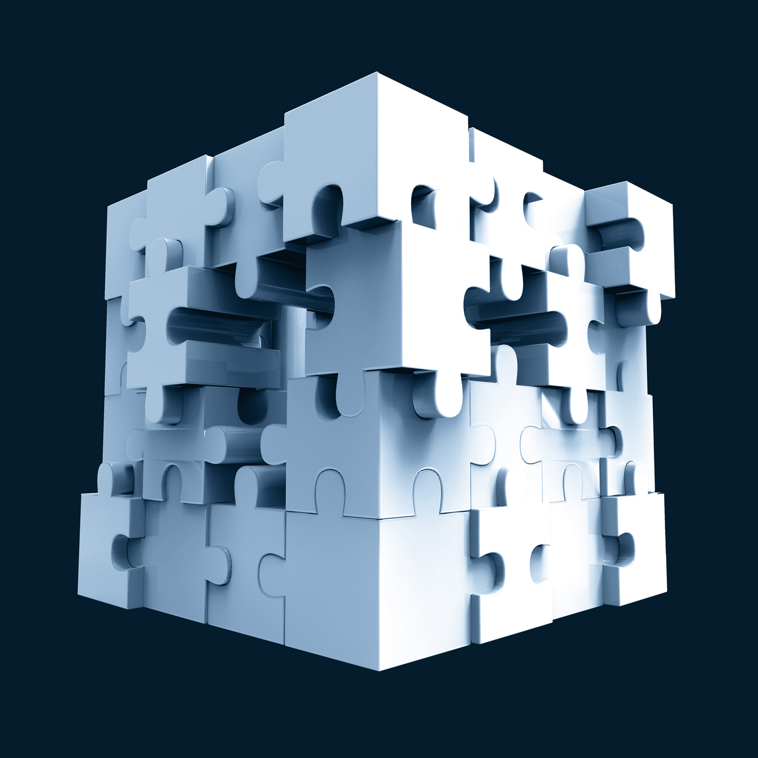 A jigsaw puzzle in cube shape