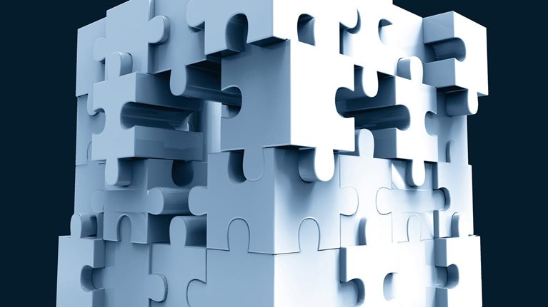 A jigsaw puzzle in cube shape