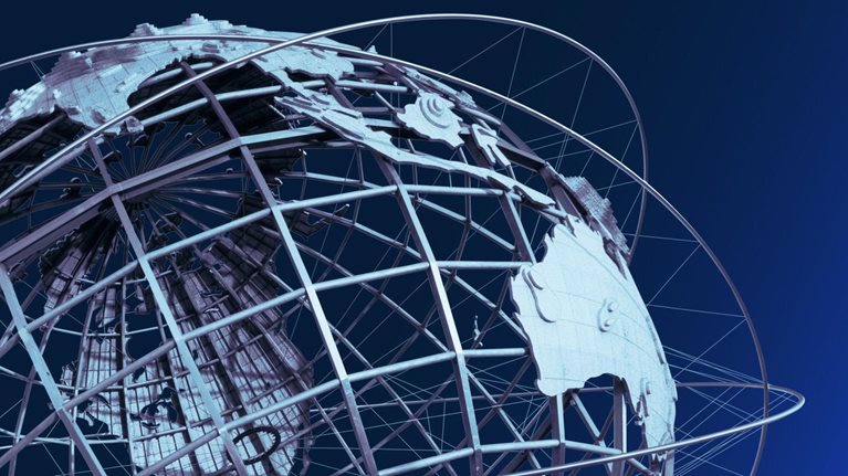 The Unisphere - a stainless steel spherical representation of Earth