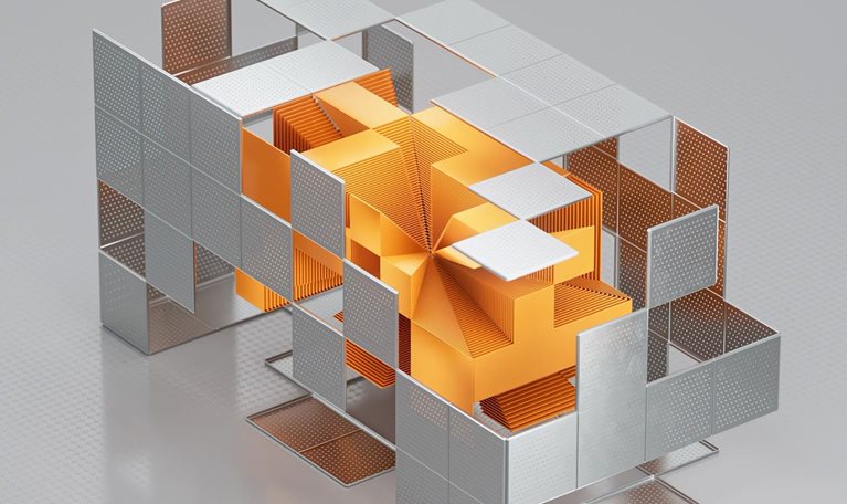 Vibrant colored futuristic cubes. Concept of cloud technology.