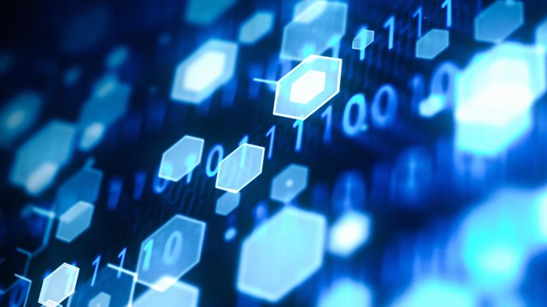 Abstract Futuristic Tech Background with Binary Code