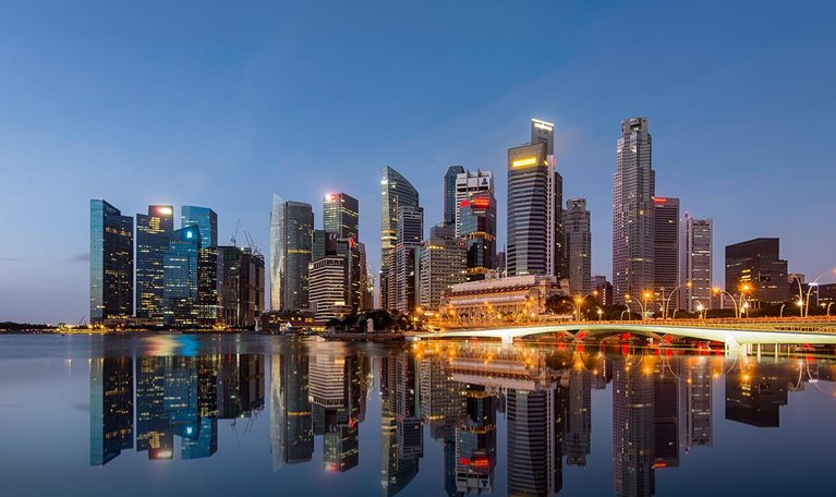 Twilight morning at Downtown. The Downtown Core surrounds the mouth of the Singapore River and southeastern portion of its watershed, and is part of the Central Area.