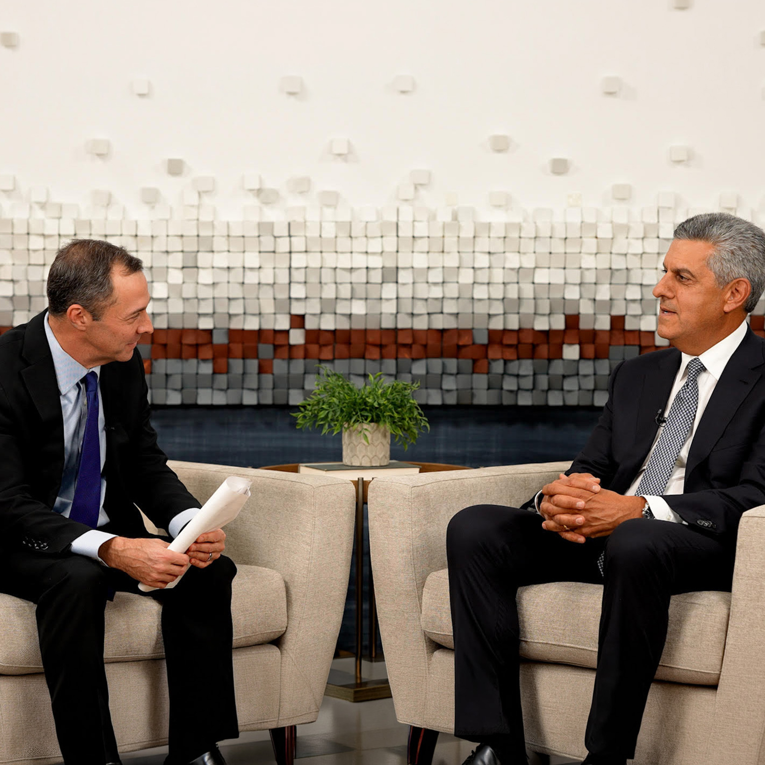 Drew Ungerman and Sam Hazen sitting in conversation