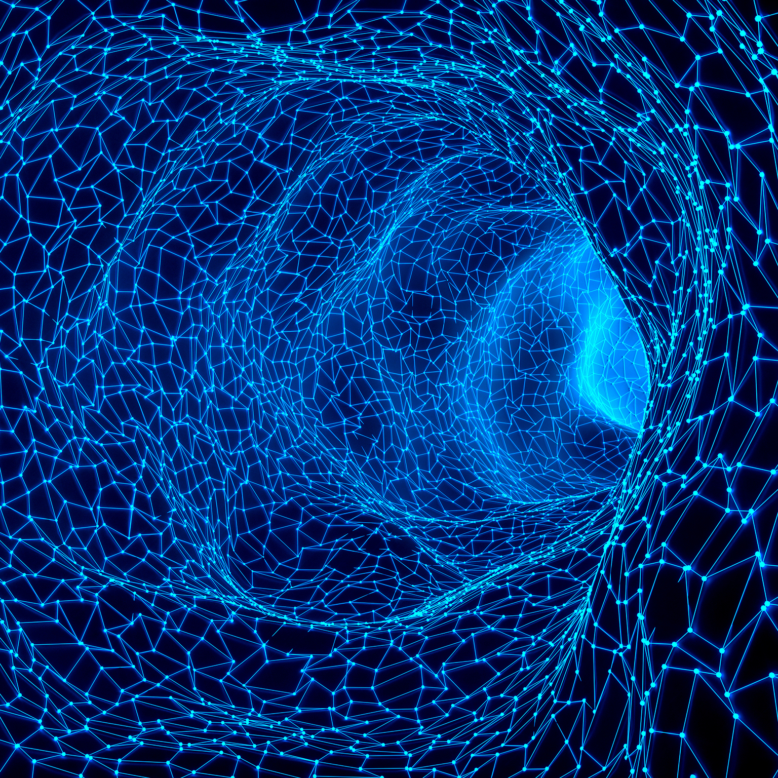 Tunnel of connecting blue lines